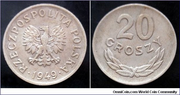 Poland 20 groszy 1949, Cu-ni. Nice condition.