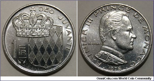 1 Franc (Principality of Monaco / Prince Rainier III // Nickel 6g / Mintage: 280.000 pcs) 
