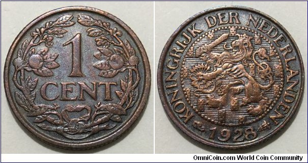 1 Cent (Kingdom of the Netherlands / Queen Wilhelmina // Bronze 2.5g)