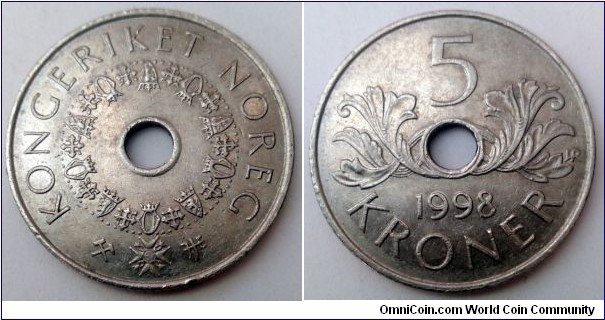 Norway 5 kroner.
1998