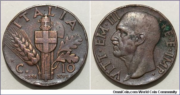 10 Centesimi (Kingdom of Italy / King Vittorio Emanuele III // Copper 5.4g) 