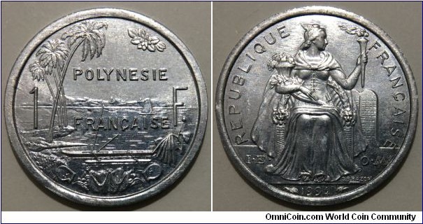1 Franc (French Overseas Territory // Aluminium / Mintage: 1.000.000 pcs) 