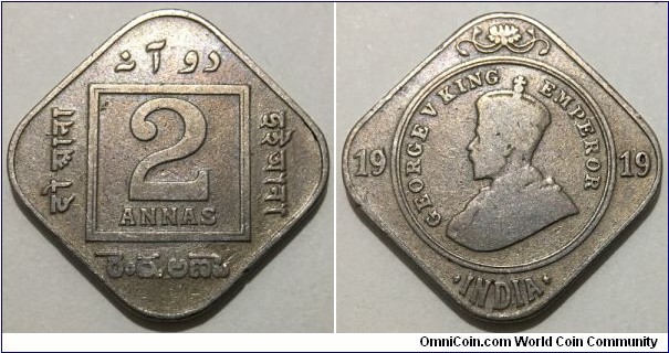 2 Annas (British India / King George V // Copper-Nickel) 