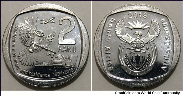 2 Rand (Republic / Freedom of Movement and Residence // Nickel plated Copper) 