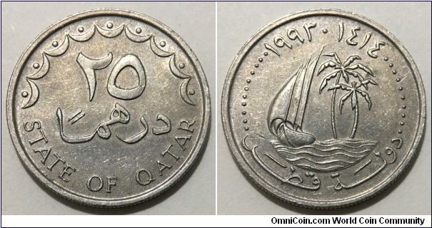 25 Dirhams (State of Qatar / Emir Khalifa bin Hamad Al Thani // Copper-Nickel)