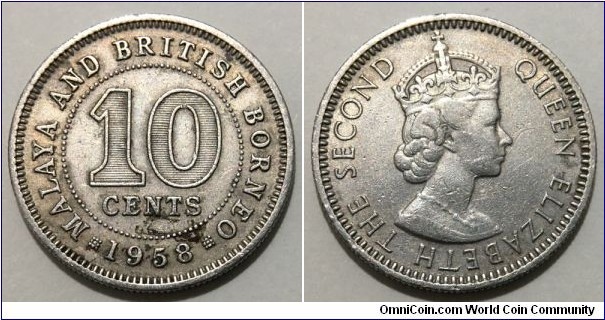 10 Cents (Malaya and British Borneo / Queen Elizabeth II // Copper-Nickel) 