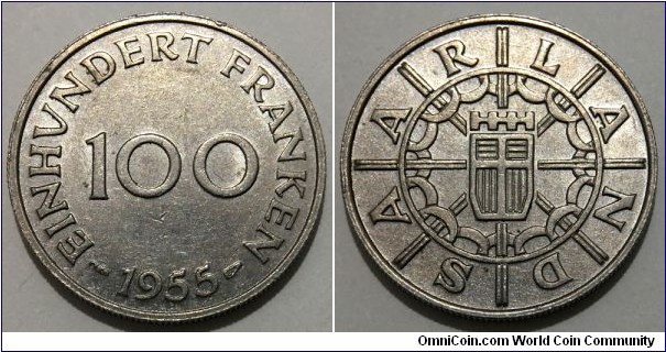 100 Franken (Saar Protectorate // Copper-Nickel)