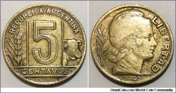 5 Centavos (Argentine Republic // Aluminium-Bronze) 