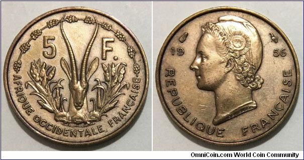 5 Francs (Occidental Africa - French Union // Aluminium-Bronze)