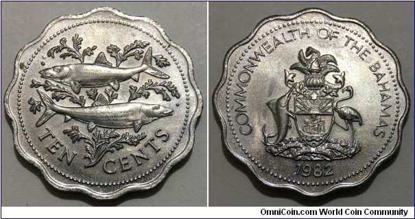 10 Cents (Commonwealth of the Bahamas / Queen Elizabeth II // Copper-Nickel 75/25) 