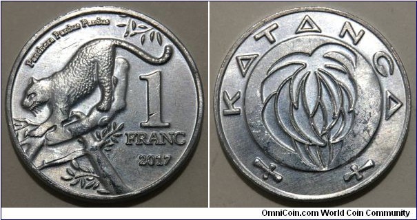 1 Franc (State of Katanga - Private Issue / Big Five / Aluminium)