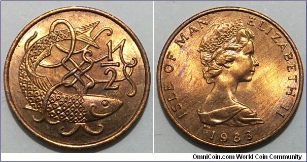 1/2 Penny (British Crown Dependency / Queen Elizabeth II // Bronze 1.78g / Low Mintage: 24.576 pcs) 