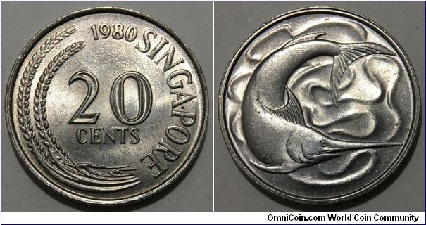 20 Cents (Republic of Singapore // Copper-Nickel 75-25) 