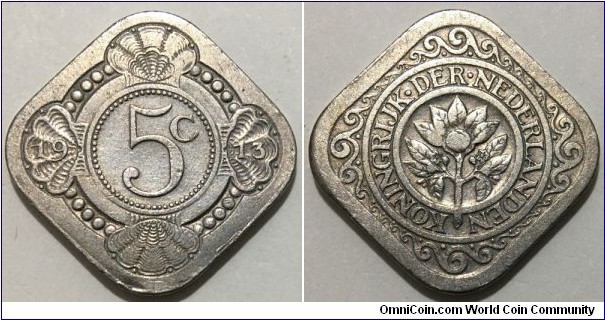 5 Cents (Kingdom of the Netherlands / Queen Wilhelmina // Copper-Nickel) 