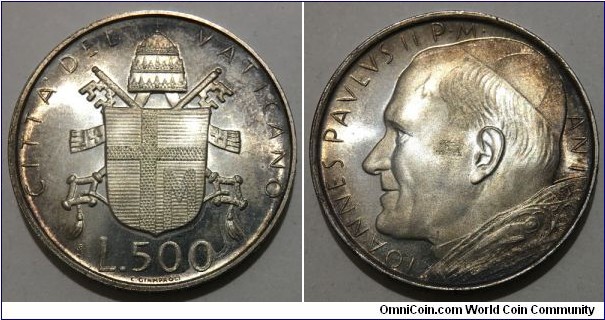 500 Lire (Vatican City State / Pope John Paul II / Beginning of the Pontificate // SILVER 0.835 / 11g / ⌀29.3mm / Mintage: 170.000 pcs) 