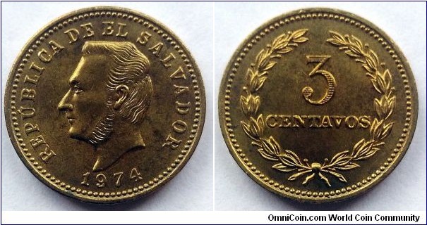 El Salvador 3 centavos. 1974