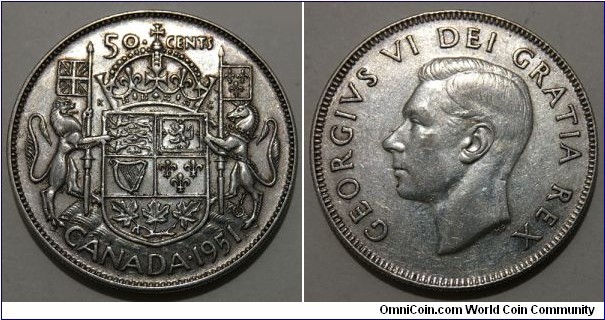50 Cents (Commonwealth - Federal State of Canada / King George VI // SILVER 0.800 / 11.66g / ⌀29.72mm) 