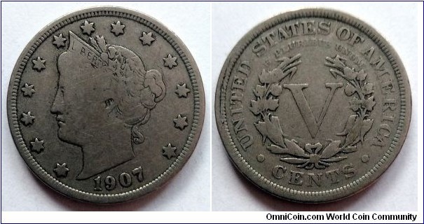 1907 Liberty nickel.