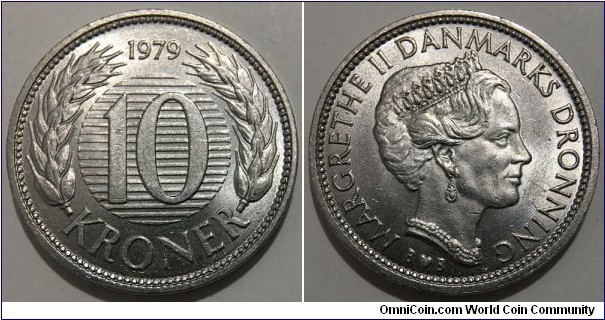 10 Kroner (Kingdom of Denmark / Queen Margrethe II // Copper-Nickel) 