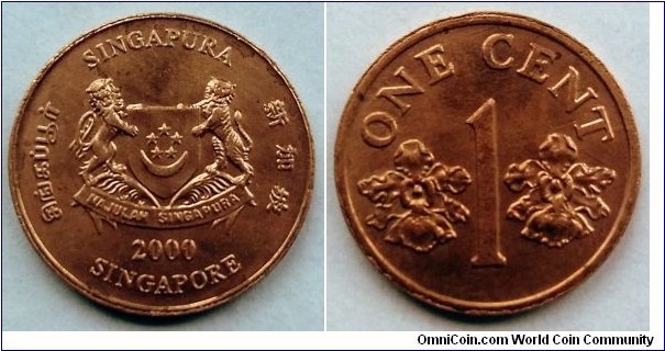 Singapore 1 cent.
2000