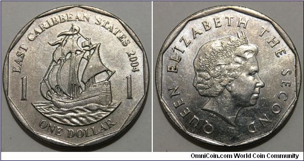 1 Dollar (Eastern Caribbean Currency Union / Queen Elizabeth II // Copper-Nickel)