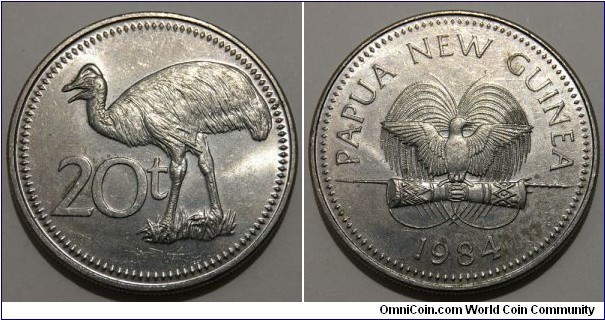 20 Toea (Commonwealth - Independent State of Papua New Guinea / Queen Elizabeth II // Copper-nickel 75-25) 