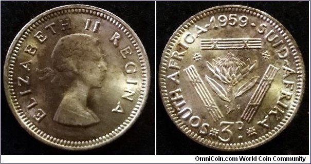 South Africa 3 pence.
1959, Ag 500.