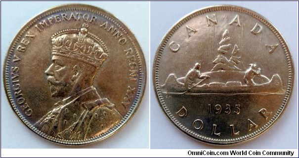Canada 1 dollar.
1935, 25th Anniversary of the Reign of King George V. Ag 800.