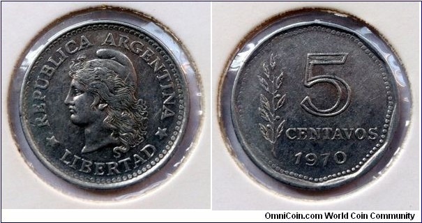 Argentina 5 centavos.
1970