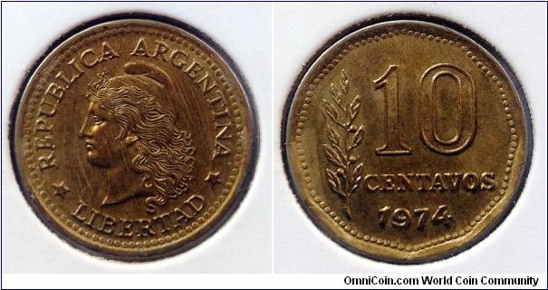 Argentina 10 centavos.
1974