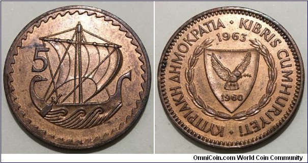 5 Mils (Republic of Cyprus // Bronze 5.67g)
