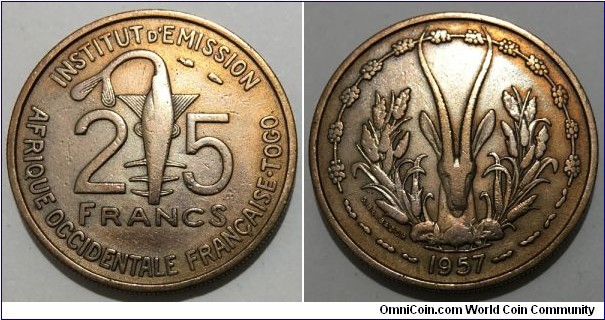 25 Francs (French West Africa / French Union 1946-1958 // Aluminium-Bronze)