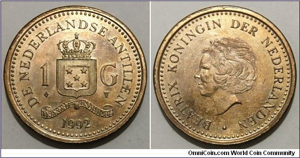 1 Gulden (Kingdom of the Netherlands / Queen Beatrix // Bronze plated steel - Aureate Steel) 