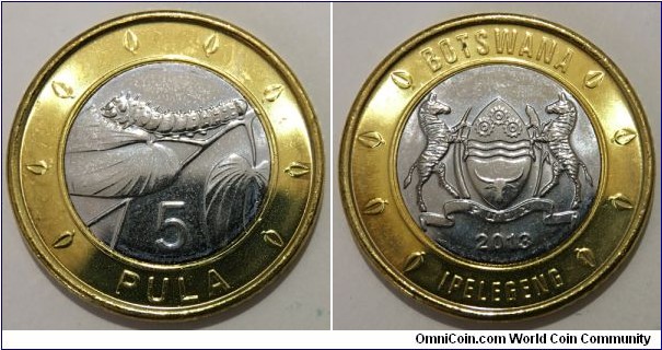 5 Pula (Republic of Botswana // Bimetallic: Copper-Nickel centre - Brass ring)