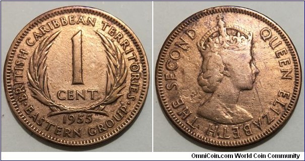 1 Cent (British Caribbean Territories - Eastern Group / Queen Elizabeth II // Bronze 5.64g) 