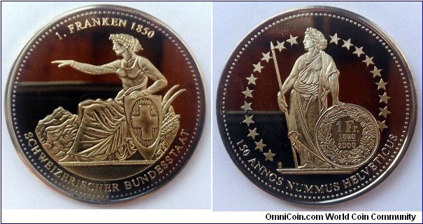 Switzerland - Medal commemorating 150 Years of Swiss Franc.