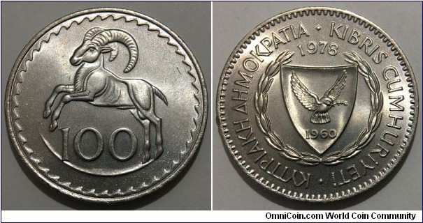 100 Mils (Republic of Cyprus // Copper-Nickel / Mintage: 1.000.000 pcs) 