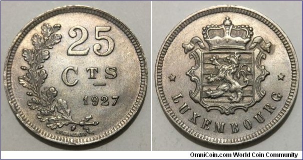 25 Centimes (Grand Duchy of Luxembourg / Grand Duchess Charlotte // Copper-Nickel)