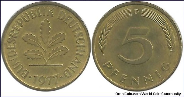 Germany-BRD 5 Pfennig 1977D