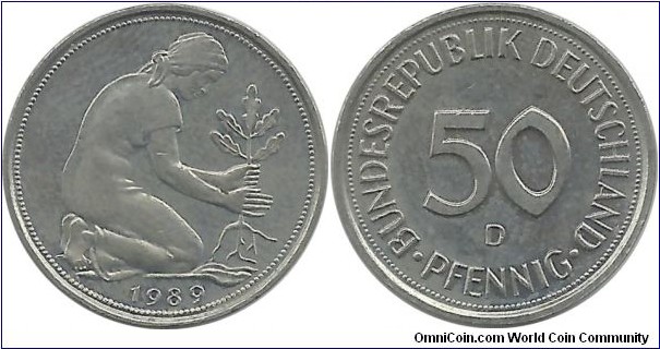 Germany-BRD 50 Pfennig 1989D