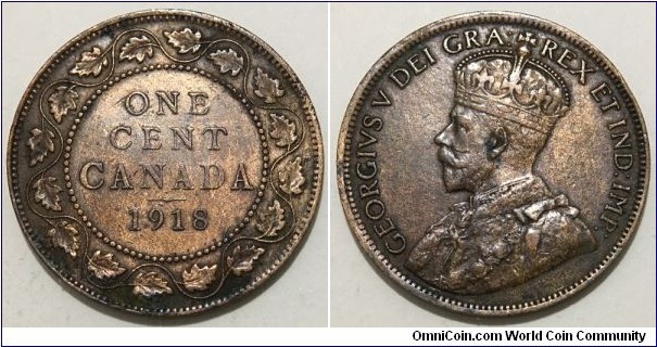 1 Cent (British Empire / Dominion of Canada / King George V // Bronze 5.67g)