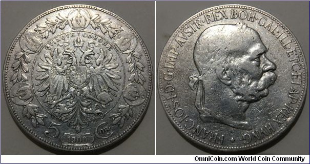 5 Corona (Austro-Hungarian Empire / Archduchy of Austria / Emperor Franz Joseph I // SILVER 0.900 / 24g / ⌀36mm)