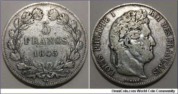 5 Francs (Kingdom of France / King Louis Philippe I // SILVER 0.900 / 25g / ⌀37mm)
