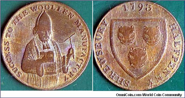 Shrewsbury 1793 1/2 Penny.
