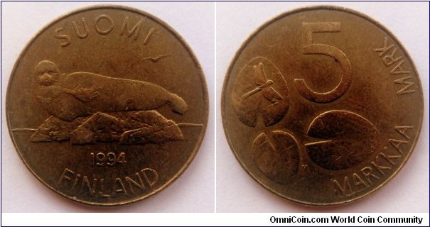 Finland 5 markka. 1994 M