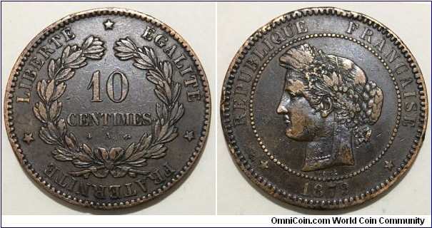 10 Centimes (3rd Republic // Bronze 10g / Mintage: 822.735 pcs)   