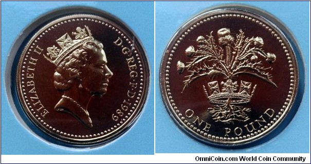 1 pound from 1989 BU coin set. Mintage: 77.569 pcs.