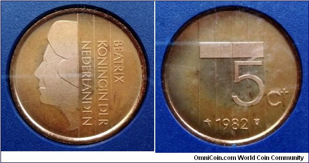 Netherlands 5 cents from 1982 annual coin set.