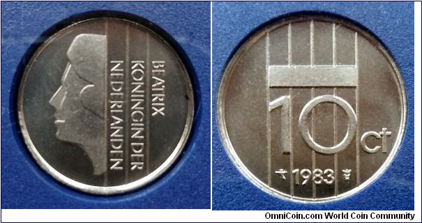 Netherlands 10 cents from 1983 annual coin set.