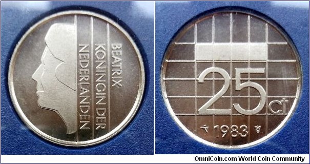 Netherlands 25 cents from 1983 annual coin set.